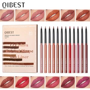 Crayons à lèvres QI 12 pièces/ensemble mat rouge à lèvres Lipliner stylo étanche lèvres Liner crayon Contour maquillage Sexy rouge à lèvres bâton longue durée cosmétique 231013