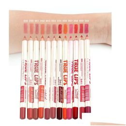 Crayons à lèvres Vente Menow P14002 Liner 12 couleurs mélangées imperméables cosmétiques cosmétiques lèvres crayon stylo maquillage cadeau pour les femmes drop livrer otjzg
