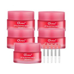 Lip Plumper 123 piezas Mantenimiento nocturno para dormir Crema hidratante con brillo blanqueador Reparación antienvejecimiento Máscara de labios Bálsamo ocheal 231207