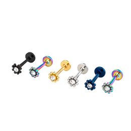 Lèvre Stud Labret Bar Effacer CZ Gem Balle Ronde Monroe Tragus Piercing Cartilage En Acier 16G EAR HELIX Earring276l