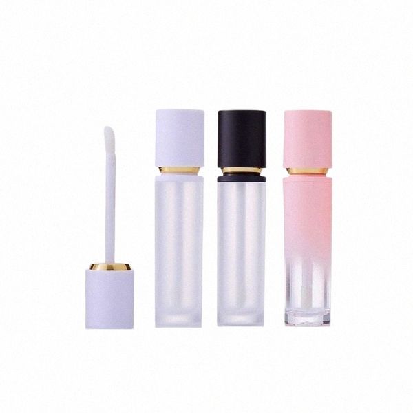 Lipgloss Ctainers 8ML ronde teinte à lèvres huile bouteille rose noir bouchon blanc clair gel emballage cosmétique tube brillant à lèvres avec baguette 18Cn #