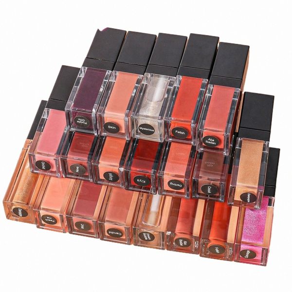 lipgloss gratuit marque privée cosmétique en gros brillant à lèvres faites votre propre marque maquillage végétalien mat liquide rouge à lèvres tube noir 67eP #