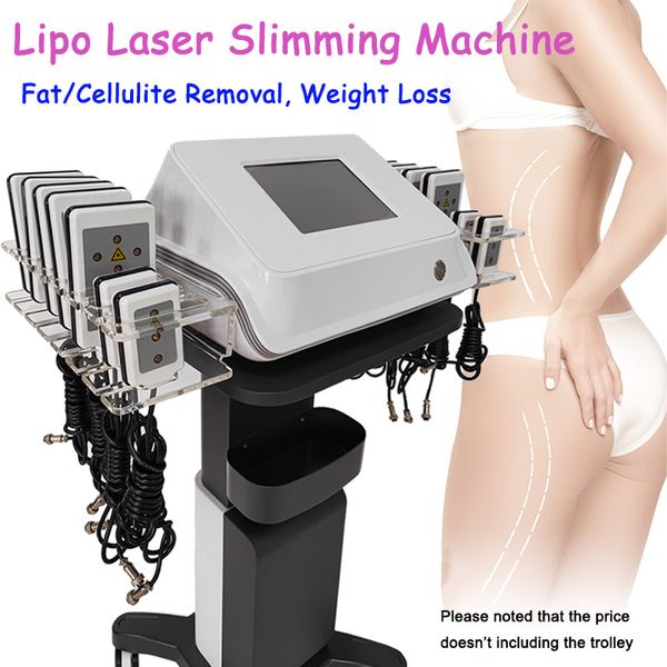 Máquina de estiramiento de la piel con láser LIPO, láser de diodo de 650nm, anticelulitis, pérdida de peso, 14 almohadillas calentadoras Lipolaser, aprobado por CE