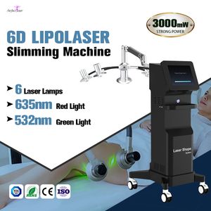 Lipo Laser Slim Machine Groene of rode lichten beschikbaar Afslanken Gewichtsverlies 6D Lazer Machine FDA gewist 6 lampen Snelle levering