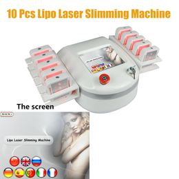 Lipo Laser Afslanken Liposuctie Lipolaser Machine 10 Pad Lipo Lasers Lllt Diode Cellulitis Removal Beauty Machines voor salongebruik