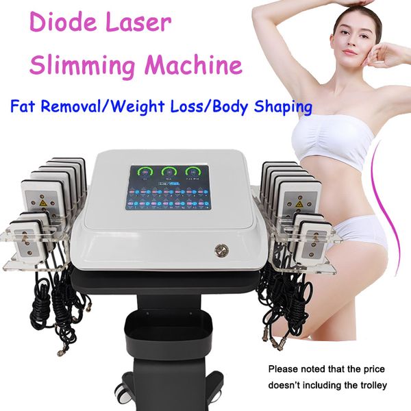 Laser chauffant Lipolaser amincissant la machine de clinique de beauté 14 tampons laser LIPO 650nm Diode Laser perte de graisse élimination de la cellulite réduction de poids pour un usage domestique en salon