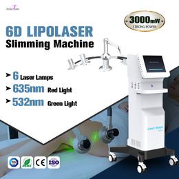 Lipolaser Minceur Machine La plus récente technologie laser 6D Remodelage du corps Perte de graisse Resserrement de la peau Machine Élimination de la cellulite Machine à lumière verte