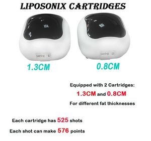 Liposonix -cartridge 8,0 cm 13cm machine Vet Verwijdering Lichaam Contouren Hifu Liposonic Machines 525 schoten