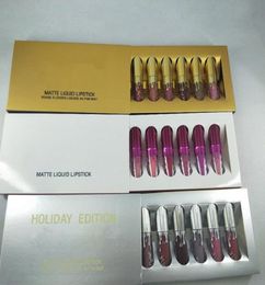 Lèvres maquillage gold brillant à lèvres 6 couleurs anniversaire en édition limitée Holiday Matte Liquid Lipstick Valentine Lipgloss Kit 6pcSset Lipkit9253535