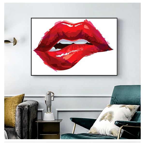 Lèvres imprime HD Image toile peinture mur Art photos pour salon décoration de la maison pas encadré affiche nordique Simple Sexy rouge Woo