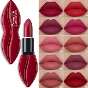 Rouge à lèvres 10 couleurs imperméable à l'eau grande bouche rouge à lèvres mat longue durée bâton à lèvres ne se décolore pas sexy rouge velours maquillage cosmétique 231207