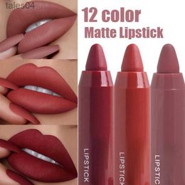 Lippenstift 12 kleuren Sexy Matte Lippenstift Waterdicht Langdurige Kleurweergave Non-stick Fluwelen Lippen Liner Potlood Vrouw Make-up Cosmetica 240313