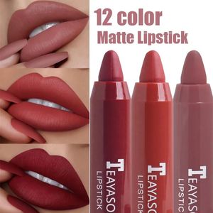 Lippenstift 12 kleuren sexy mat waterdicht langdurige kleurweergave anti-aanbak fluwelen lippen liner potlood vrouw make-up cosmetica 231207