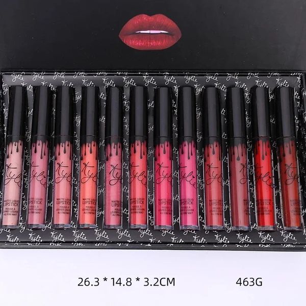 Rouge à lèvres 12pcs Kylie Matte Lip Gloss Set maquillage cadeau longue durée hydratant rouge à lèvres Tubes femmes teinte à lèvres Coametic maquillage 231127