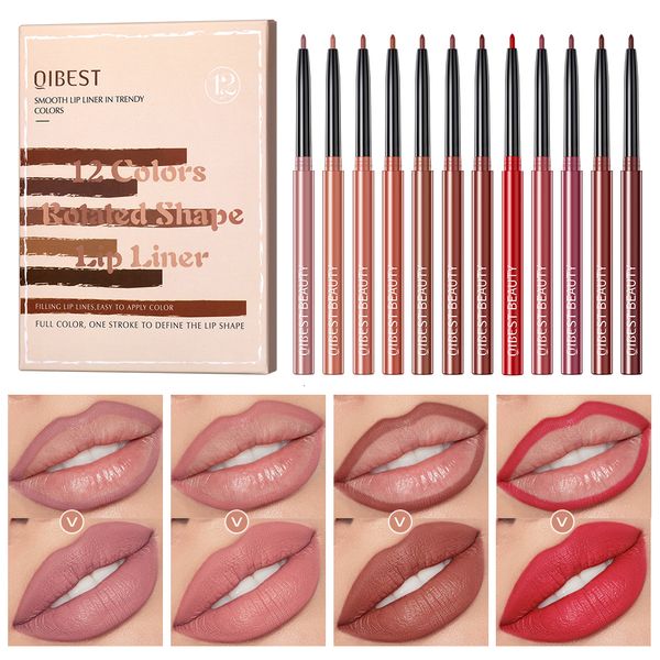 Lápiz labial 12 piezas Lápiz delineador de labios Conjunto Mate Desnudo Contorno Lipliner Impermeable Lápiz de larga duración Cosméticos de tinte 230808