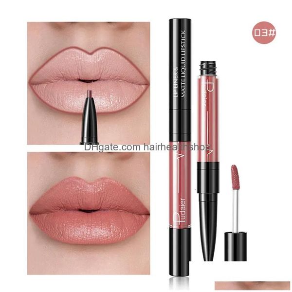 Lipstick 16 Color Liquid Matte Red Lèvres maquillage imperméable Longueur Nude Purple Lip Cray