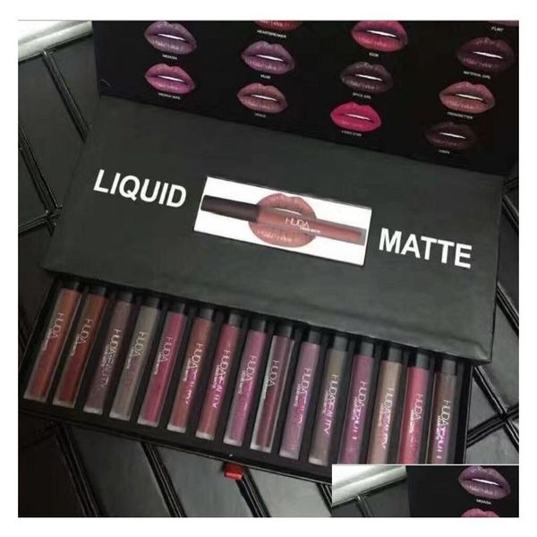 Lápiz labial 16 colores / set mate brillo de labios belleza líquido maquillaje impermeable de larga duración brillo de labios trofeo esposa vixen 1set entrega de gota hea dhbhk