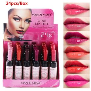 Lápiz labial 24 unids/set lápiz labial líquido mate color de labios vino tinto suelto venta al por mayor cosméticos duraderos a prueba de agua Maquillaje lápiz labial 230718