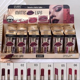 Lippenstift 24 -stks Matte Lipstick Lip Liner Set 6 kleuren Waterdichte lipvoering Hoge gepigmenteerde slanke langdurige lipgloss 230823