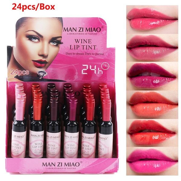 Lápiz labial 24 unids/set lápiz labial líquido mate a granel vino tinto tinte de labios al por mayor cosméticos impermeables de larga duración Maquillaje brillo de labios 230823