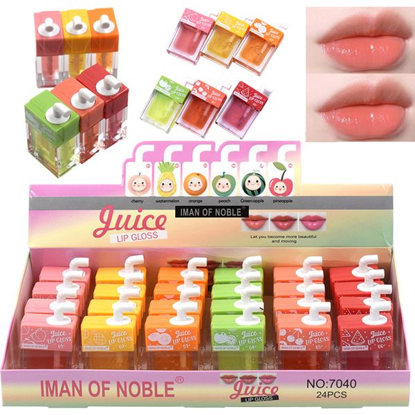 Lipstick 24pcsbox transparente de aceite de brillo de labios hidratante al por mayor para la piel seca Juego de brillo de labios Cosméticos 230816