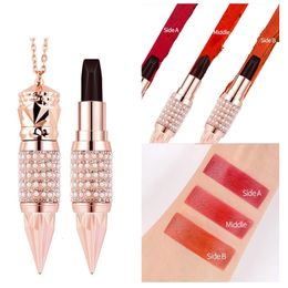 Lápiz labial 3 colores en 1 Lápiz labial Terciopelo Mate Lápiz labial Taza antiadherente Esmalte labial Impermeable Lápiz labial humectante de larga duración Maquillaje Regalo para damas 230823