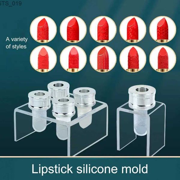 Lápiz labial 3 unids/set molde de silicona para lápiz labial lavable anillo de aluminio soporte de molde DIY silicona bálsamo labial molde manualidades herramienta soporte tubo para belleza