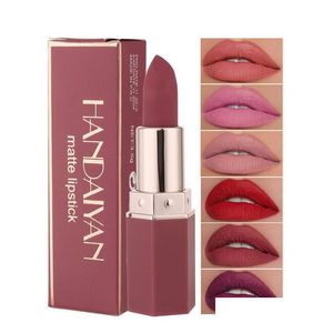 Lápiz labial 6 colores Mate Copa antiadherente Sin desvanecimiento Natural Larga duración Fácil de usar Handaiyan Maquillaje Mate Barras de labios Entrega de gota Salud Be Dhdxx