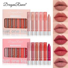 Lippenstift 6 kleuren per doos Hydraterende lippenstiftset Krijt Natte lippenstift Pen Make-up Waterdicht Naakt Spiegel Lipliner Potlood Make-up Cosmetica 231127