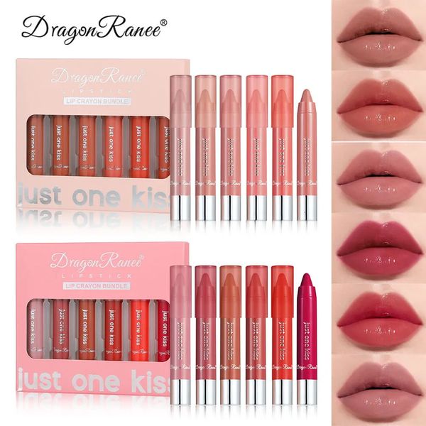 Lápiz labial 6 colores/caja Juego de lápiz labial hidratante Crayón lápiz labial húmedo maquillaje impermeable espejo desnudo delineador de labios lápiz maquillaje cosméticos 231127