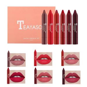 Lipstick 6-delige set matte lippenstift 6 kleuren Waterproof Lip Pencil Crayon Non-stick Hydraterende Lip Pencil Lip Crayon Makeup Gift Kit voor 231017