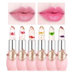 Lápiz labial 6 Unids / set Flor Jalea Cambio de color Lápiz labial Bálsamo labial nutritivo de larga duración Cambio de color mágico Brillo labial Hidratante 230703