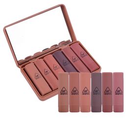 Lippenstift 6 stuks/set Pompoen kleur matte duurzame lippenstift set waterdichte naakt badkamer lippenstift set met spiegel lippenstift cosmetisch cadeau 230718