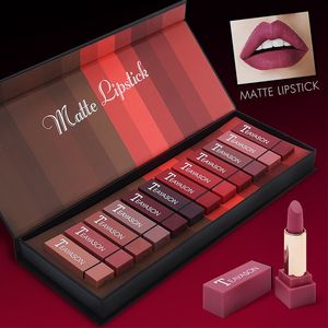 Lippenstift 612 PC Mode Matte Vloeibare Set Sexy Rode Pompoen Fluwelen Lipgloss Langdurige Waterdichte Beauty Tool 230809