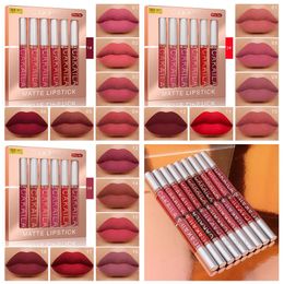 Rouge à lèvres 6 pièces ensemble de boîtes velours mat durable antiadhésif liquide brillant à lèvres Nude glaçure lèvres maquillage cosmétiques Labiales 231027