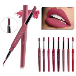 Lipstick 8 kleuren Double-end Lip Makeup Lipstick Pencil Waterproof Langdurige Tint Sexy Rode Lip Stick Beauty Matte Liner Pen Lipstick 231214