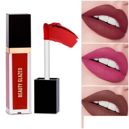 Lippenstift schoonheid geglazuurde waterdichte longlasting droogt snel goed erage voor alle huid 24 kleuren optionele make -up matte vloeistof drop levering dhvnt