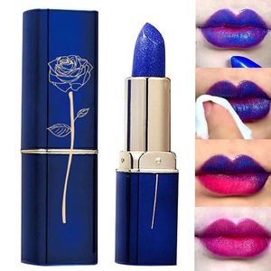 Lápiz labial Azul Rosa Temperatura Cambio de color Bálsamo hidratante para labios Maquillaje femenino Brillo sexy Brillante 231027