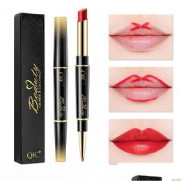 Rouge à lèvres Buxom Lip Gloss 2 en 1 Stick Lipliner Organisateur Double Tête Rotative Étanche Professionnel 14 Couleurs Gros Maquillage Beaut Dhgil