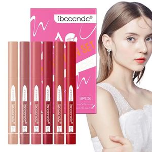 Lipstick Crayon Lipstick 6-kleuren romige lipliner-pen Longwear Ingebouwde puntenslijper Fluweelzachte nude lipliner Make-up cadeauset Cosmetica 231017