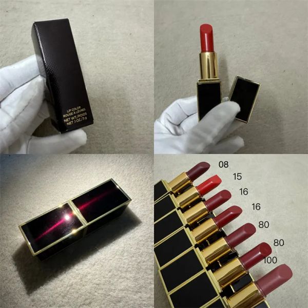Lipstick Designer Logo Girl Lipstick Beauty Matte Lipstick Black Classic Square Bouth Red 7 Colours Inventaire Original Lip Bride A Leveres 3G Expédition rapide