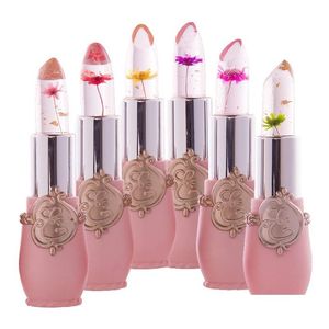 Lippenstiftdruppel schip bloem lip moisturizer longlasting jelly bloemen make -up temperatuur veranderd colorf lippen blam roze transparant del dhntg