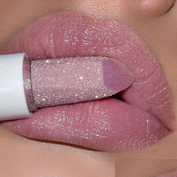 Rouge à lèvres Glitter Mat Rouge à lèvres Étanche Longue Durée Changement de Température Diamant Non Bâton Rouge Rose Teinte À Lèvres Maquillage Cosmétique Drop Dheiw