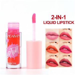 Lipstick Handaiyan 2 in 1 vloeistof Langdurig Hydraterend Water Lip Tint Glaze Moisturizer Waterdicht Niet-plakkerig Gemakkelijk te dragen Luxe maken Dhfh2