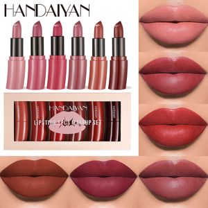 Rouge à lèvres Handaiyan 6 pièces couleurs Nude rouge à lèvres ensemble velours mat imperméable longue durée Sexy rouge à lèvres bâtons maquillage cosmétiques Batom 230919