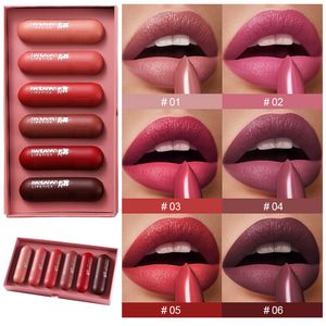 Lippenstift HANDAIYAN 6 stks Recorder Vorm Matte Fluwelen Set met Doos Valentijnsdag Cadeau voor Haar Waterdichte Lip Tint Vrouwen Make-up 230712