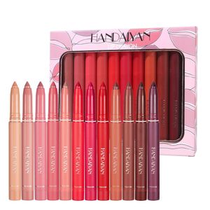 Lipstick Handaiyan Matte Lip Crayon 12 Pen Set Rotare And Cutting Dualuse Waterproof Longlasting Non Stick Cup Easy To Wear Makeup L Dh3Lk