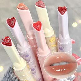 Lipstick Jelly Lip Glazuur Bloem Spiegel Water Lipstick Hartvormige Lipgloss Hydraterende Lipstick Pen Waterdicht Non-stick Cup Koreaans 231214