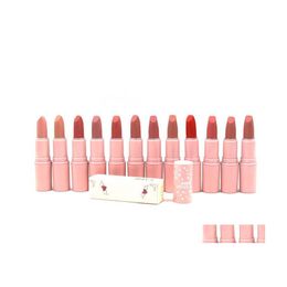 Rouge à lèvres Jenner Lippenstifte Matte Sexy Tube Rose Facile à porter Longue Dernière 12 Couleur Gros Maquillage Drop Livraison Santé Beauté Lèvres Dhjji