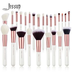 Rouge à lèvres Jessup pinceaux de maquillage professionnel ensemble 6-25 pièces pinceau de maquillage fond de teint synthétique naturel surligneur perle blanc T215 231020